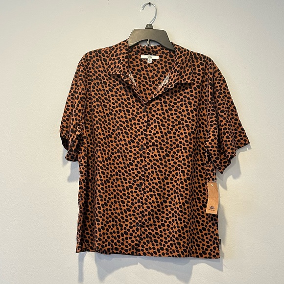 Vans Wild Woven Argan Oil Cheetah print Button Up Shirt, Size L - Picture 7 of 13